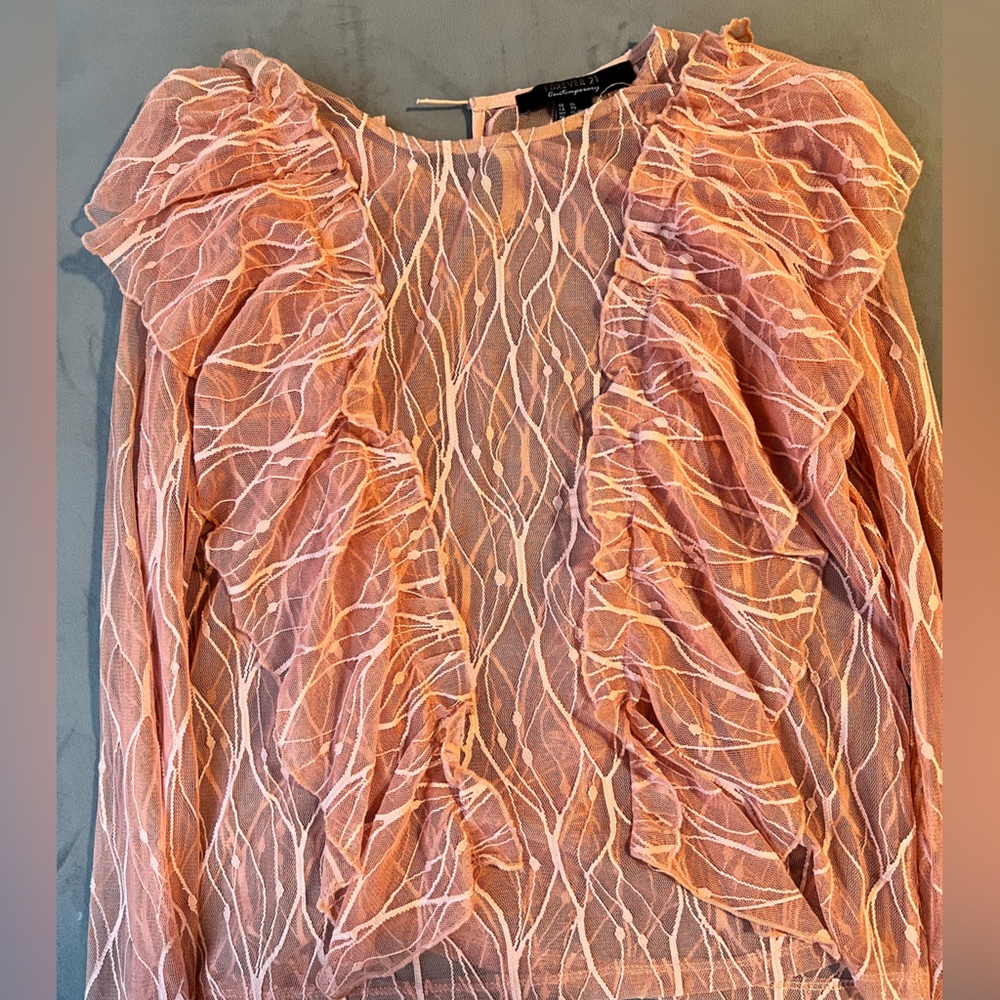 Pink Bell Sleeve Ruffled Blouse - Picture 2 of 3